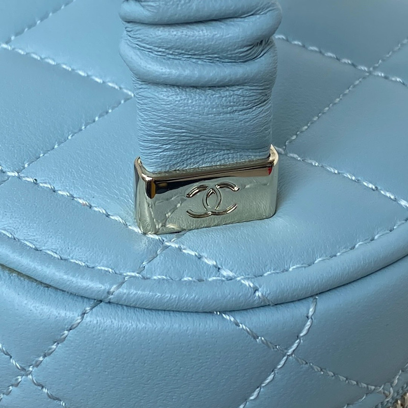 Ch*el small bucket bag lambskin blue