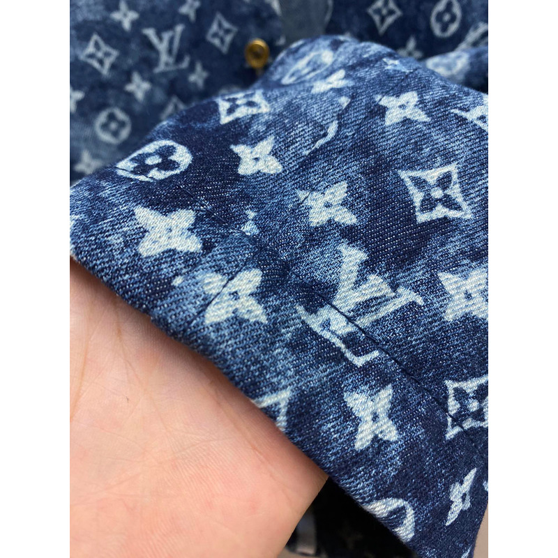 l**is V*t*n blue monogram print denim shirt