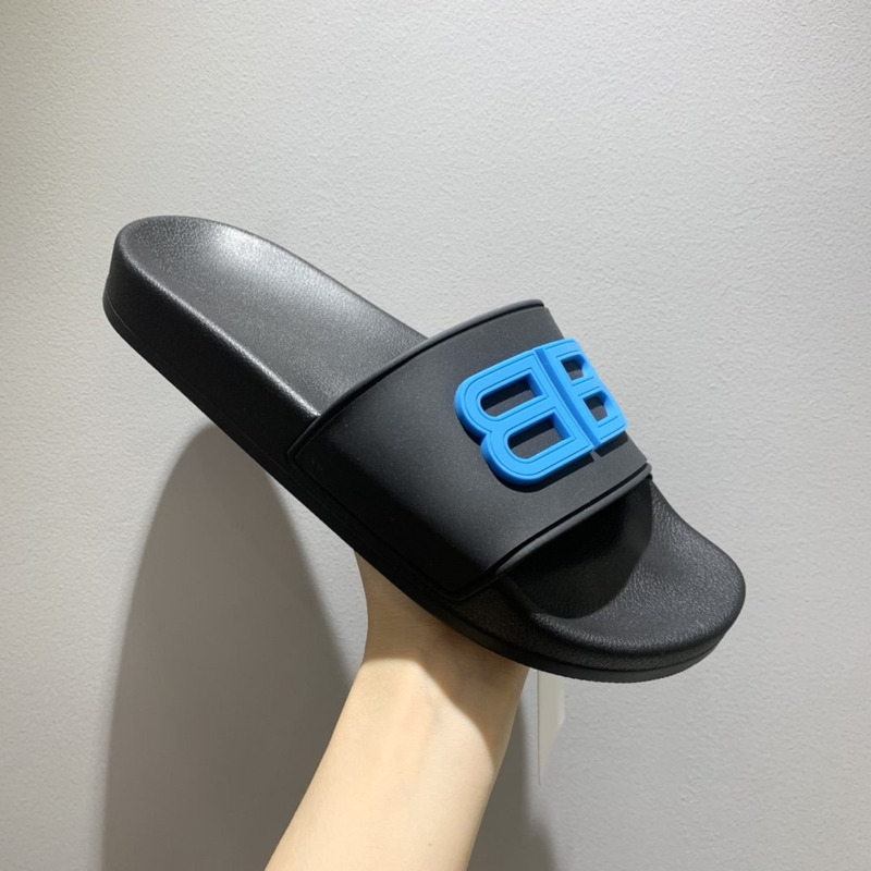 Ba*len*cia*ga pool slides 3d bb logo blue black