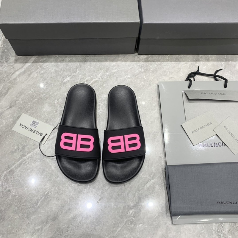 Ba*len*cia*ga pool slides 3d bb logo pink black