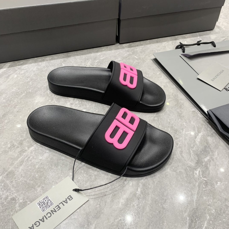 Ba*len*cia*ga pool slides 3d bb logo pink black