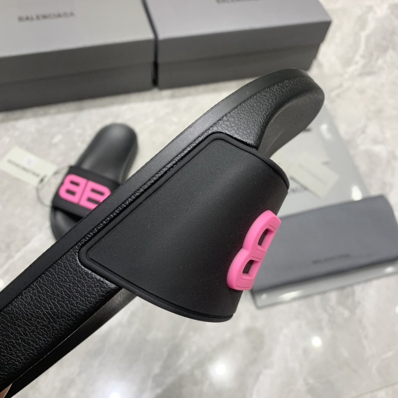 Ba*len*cia*ga pool slides 3d bb logo pink black