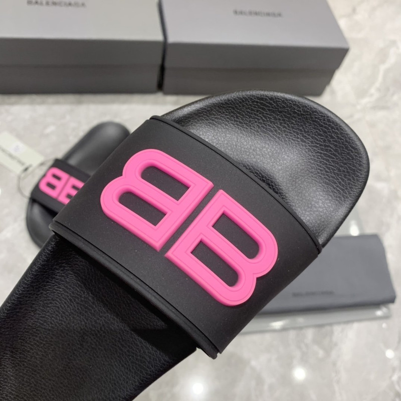 Ba*len*cia*ga pool slides 3d bb logo pink black