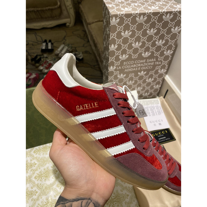 g*u*i x Ad*s gazelle sneaker red