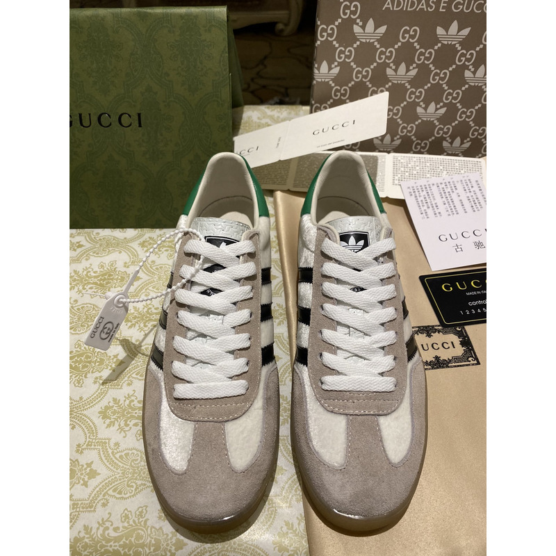 g*u*i x Ad*s gazelle sneaker gray