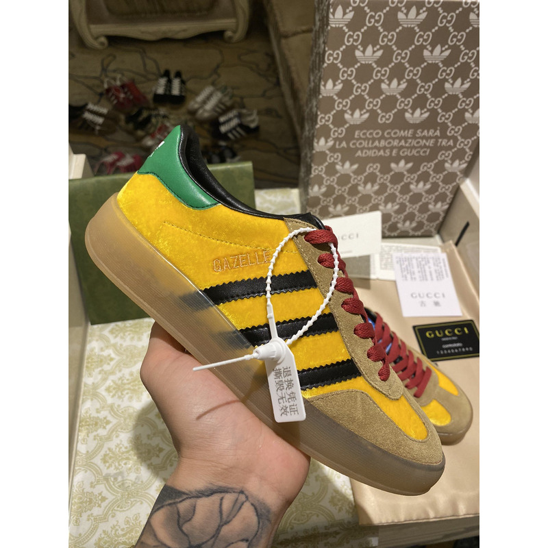 g*u*i x Ad*s gazelle sneaker yellow