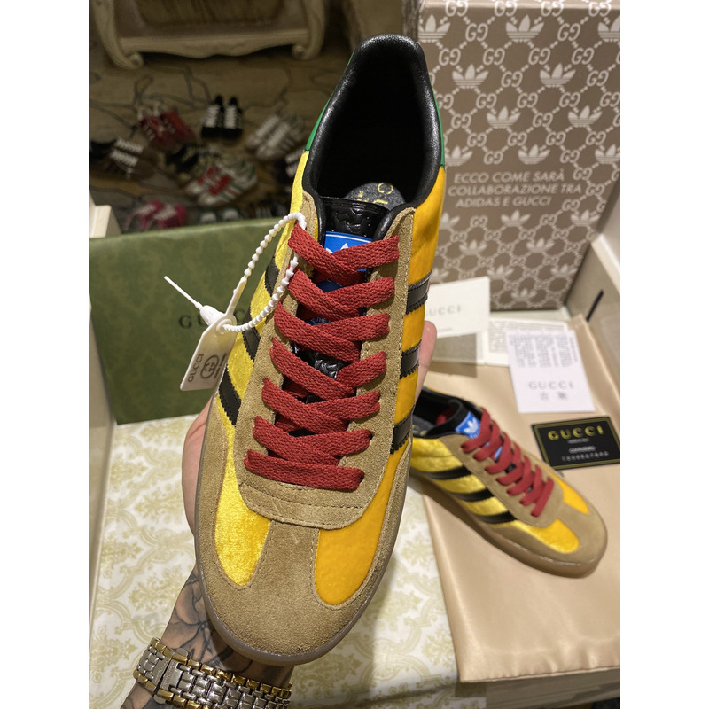 g*u*i x Ad*s gazelle sneaker yellow