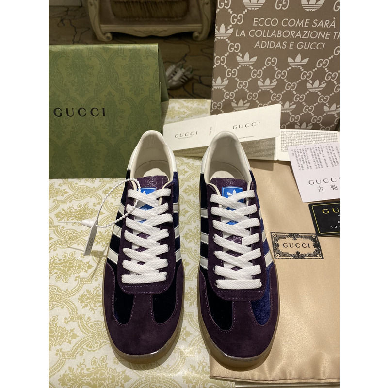 g*u*i x Ad*s gazelle sneaker purple black