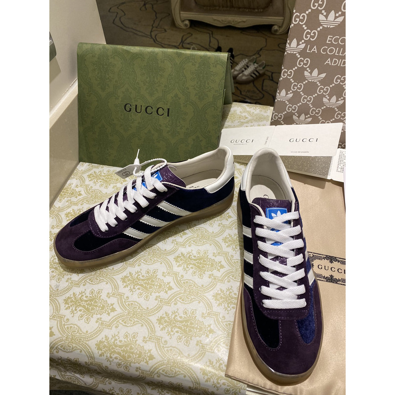 g*u*i x Ad*s gazelle sneaker purple black