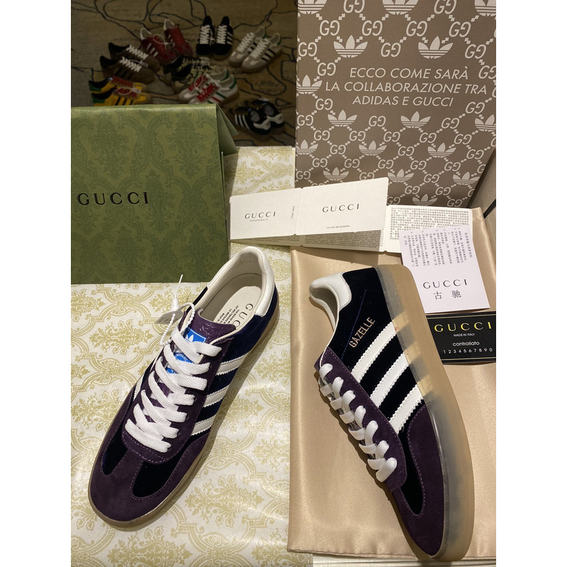 g*u*i x Ad*s gazelle sneaker purple black