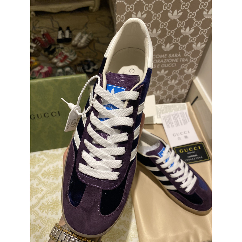 g*u*i x Ad*s gazelle sneaker purple black