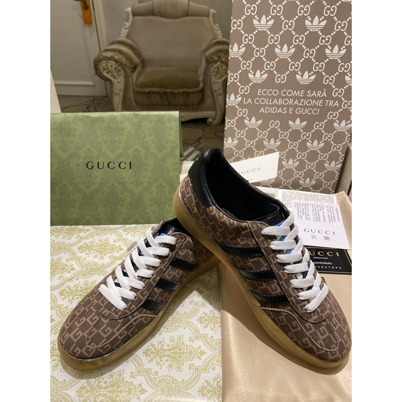 g*u*i x Ad*s gazelle sneaker brown black