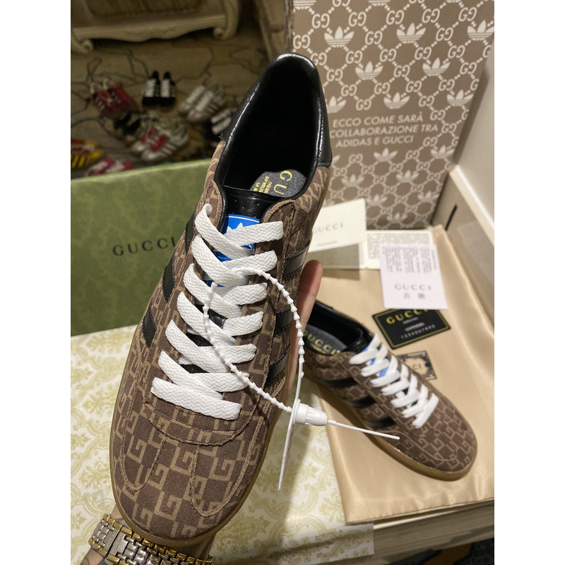 g*u*i x Ad*s gazelle sneaker brown black