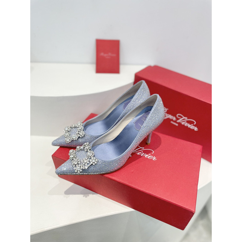 Roger Vivier Flower Strass Heel Blue