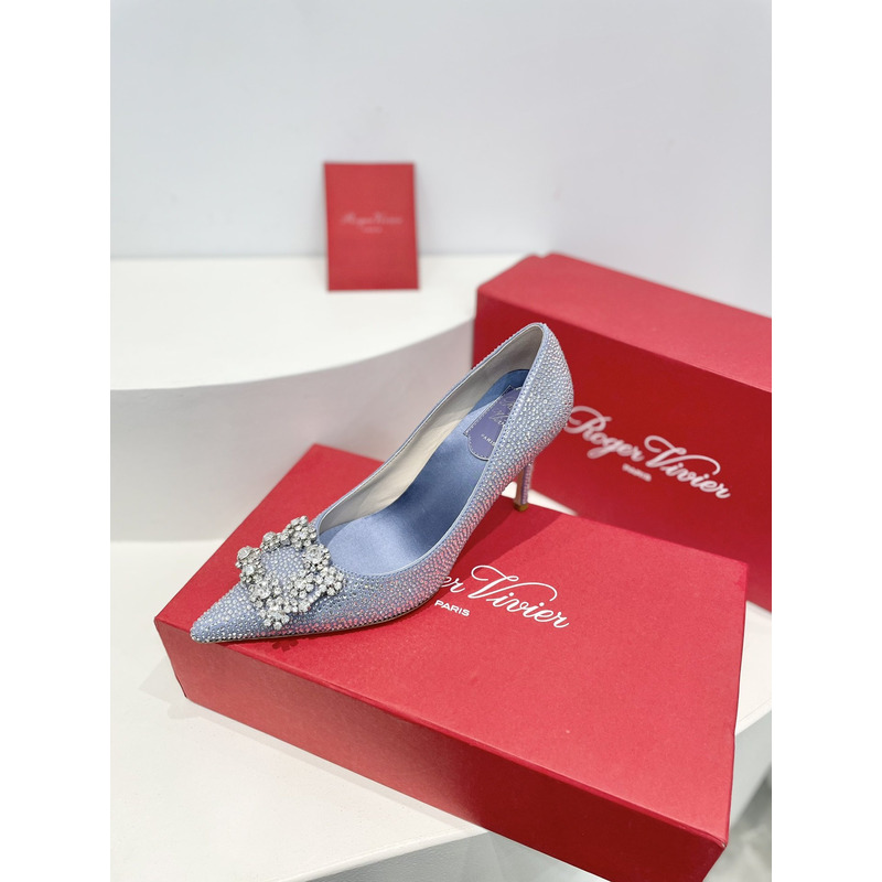 Roger Vivier Flower Strass Heel Blue