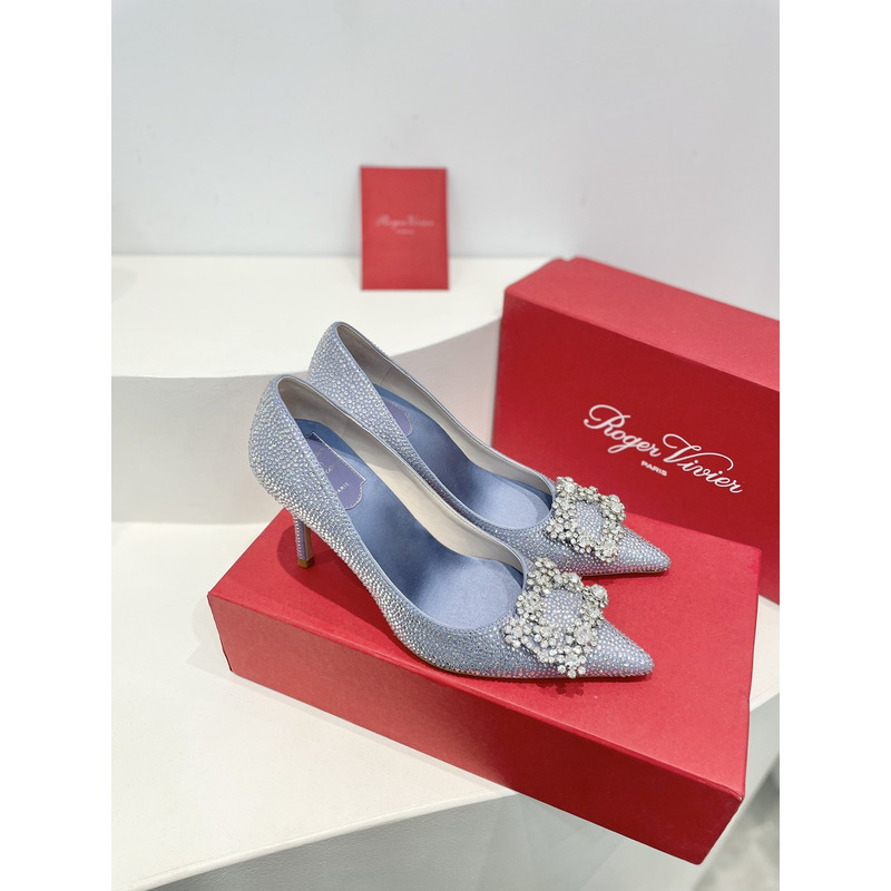 Roger Vivier Flower Strass Heel Blue