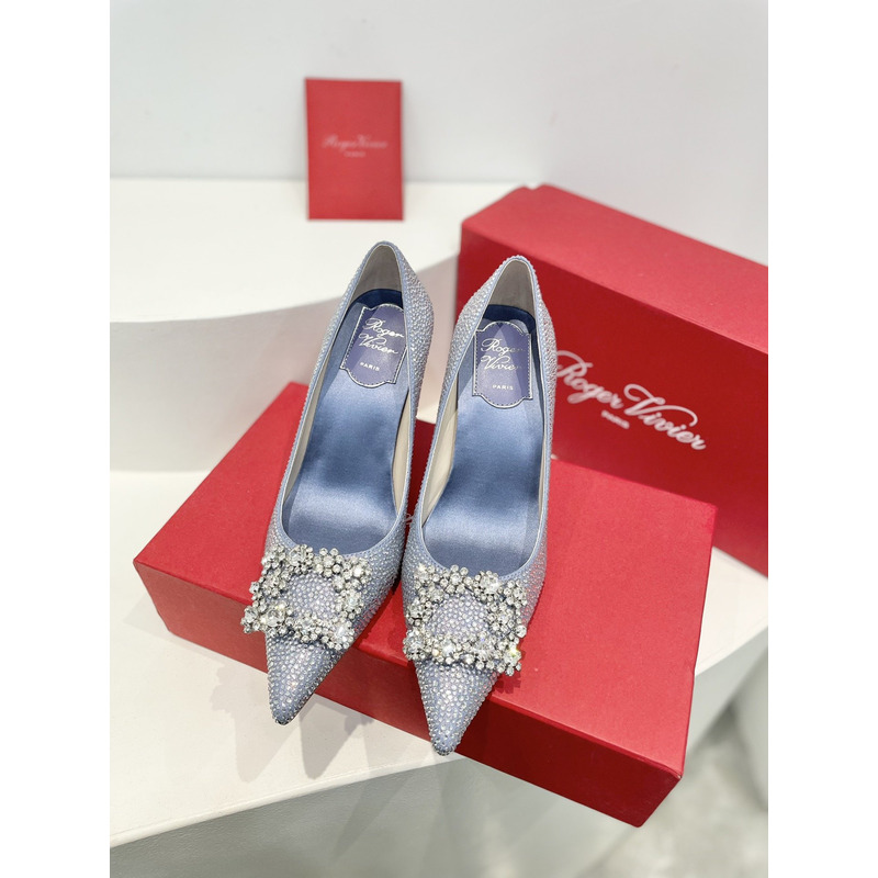 Roger Vivier Flower Strass Heel Blue