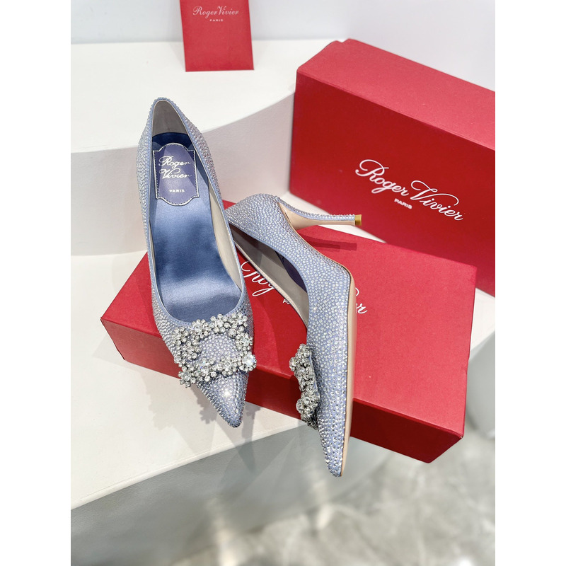 Roger Vivier Flower Strass Heel Blue