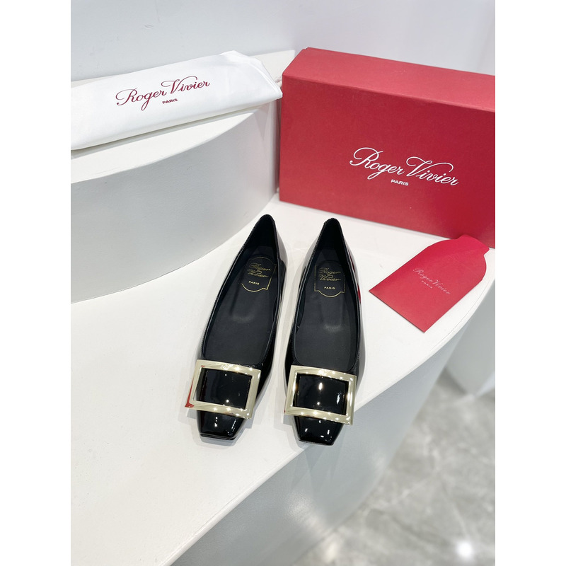 Roger Vivier Trompette Bellerine Patent-leather ballet Flats Slide Black