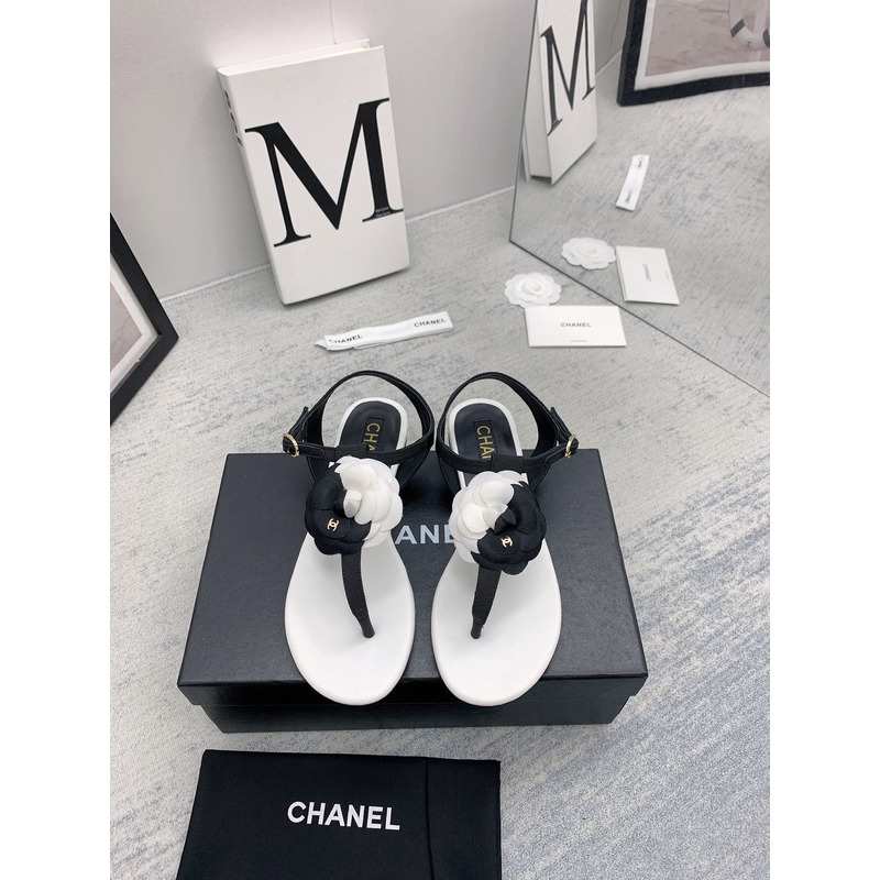 Ch*el camellia sandals black and white