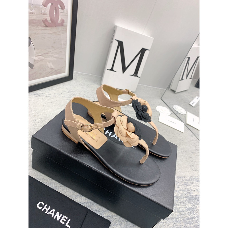 Ch*el camellia sandals black and yellow