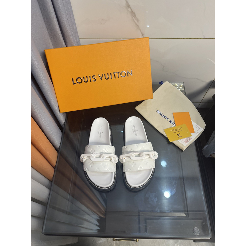 LV Sunset Flat Comfort Mule Sapphire White