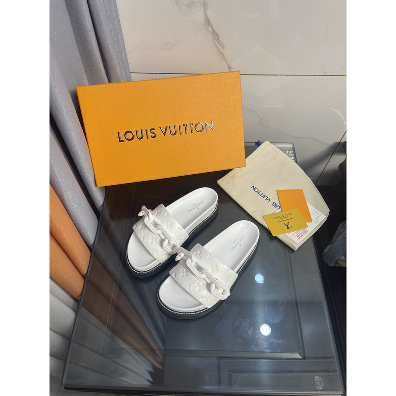 LV Sunset Flat Comfort Mule Sapphire White