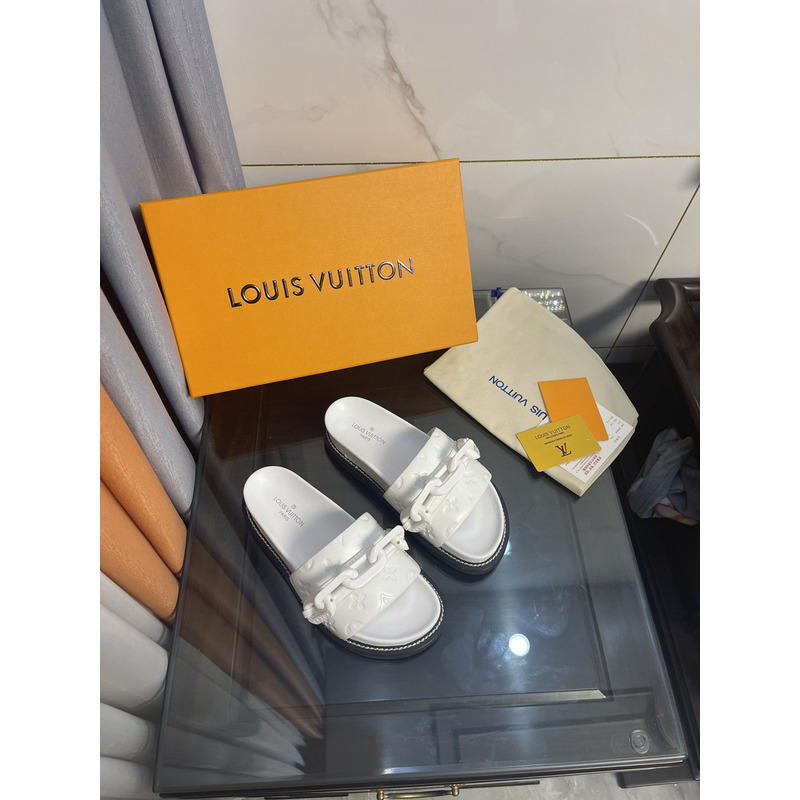 LV Sunset Flat Comfort Mule Sapphire White