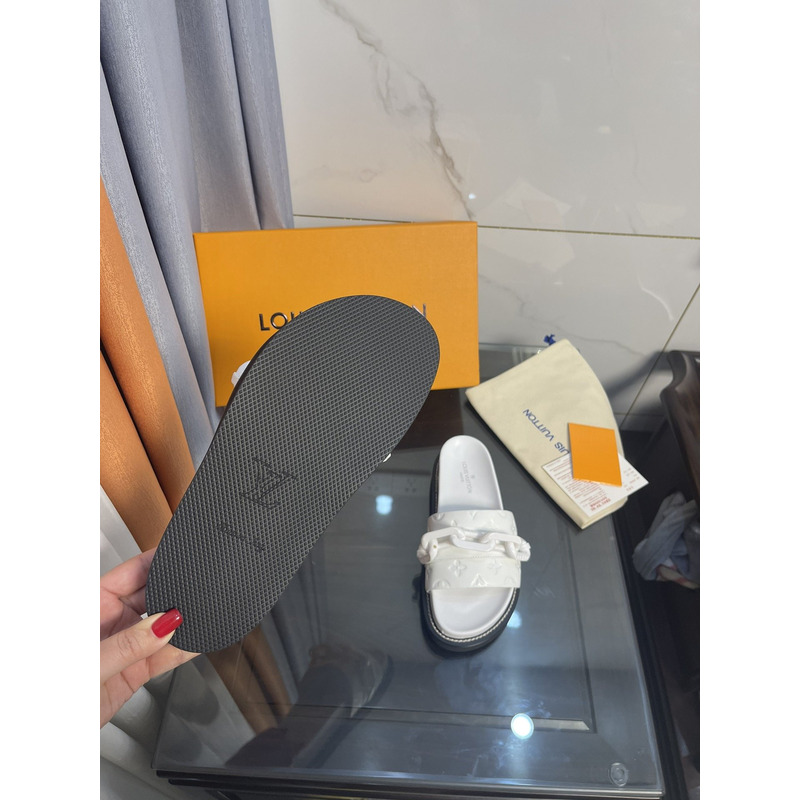 LV Sunset Flat Comfort Mule Sapphire White