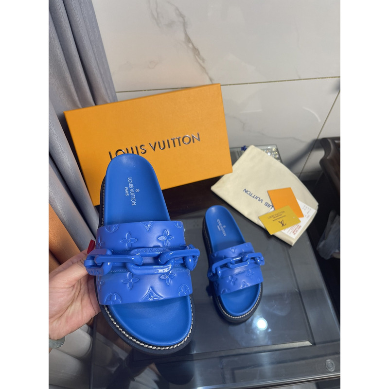 LV  Sunset Flat Comfort Mule Sapphire Blue