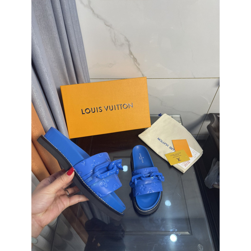 LV  Sunset Flat Comfort Mule Sapphire Blue