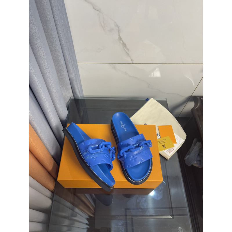 LV  Sunset Flat Comfort Mule Sapphire Blue