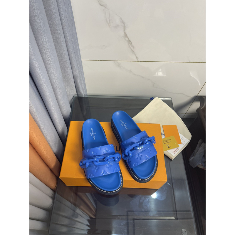 LV  Sunset Flat Comfort Mule Sapphire Blue