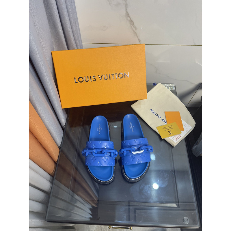 LV  Sunset Flat Comfort Mule Sapphire Blue