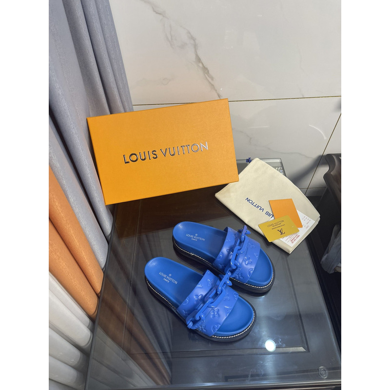 LV  Sunset Flat Comfort Mule Sapphire Blue