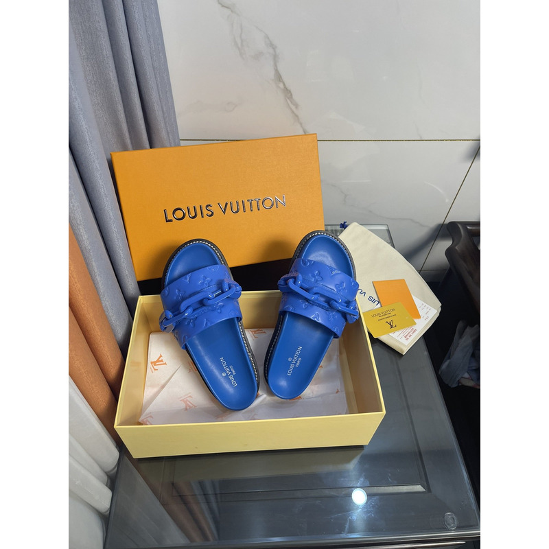 LV  Sunset Flat Comfort Mule Sapphire Blue