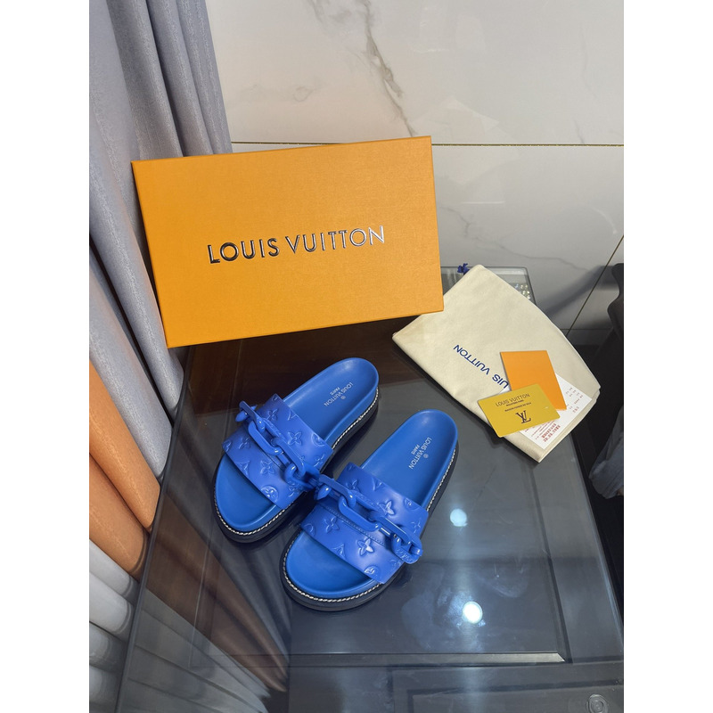 LV  Sunset Flat Comfort Mule Sapphire Blue