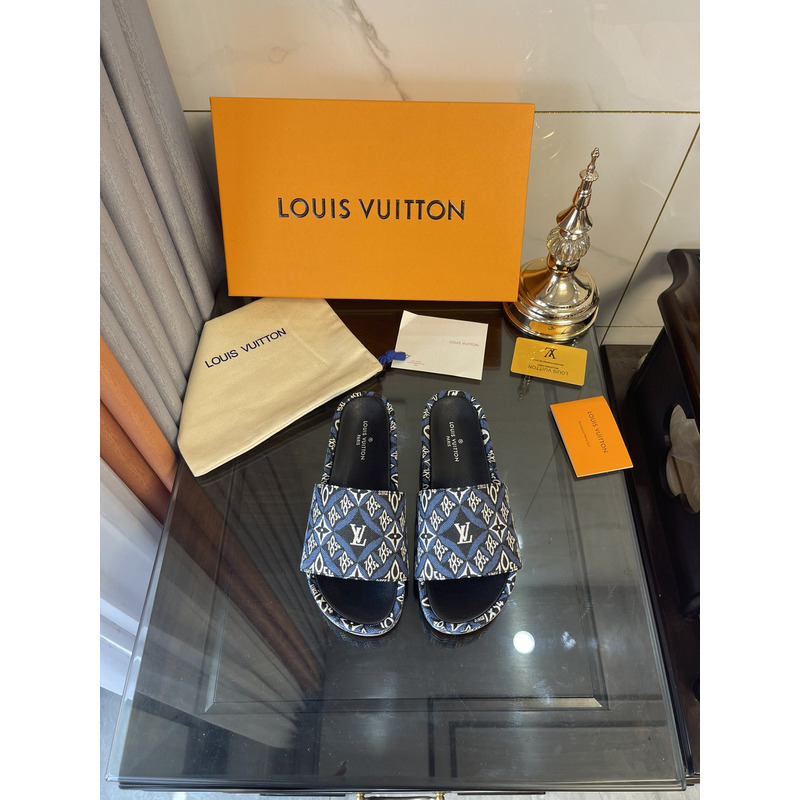 LV  Blue 1854 Mule Jaquard