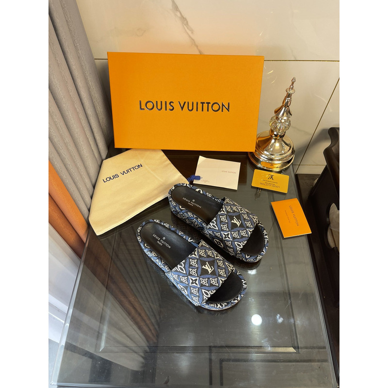 LV  Blue 1854 Mule Jaquard