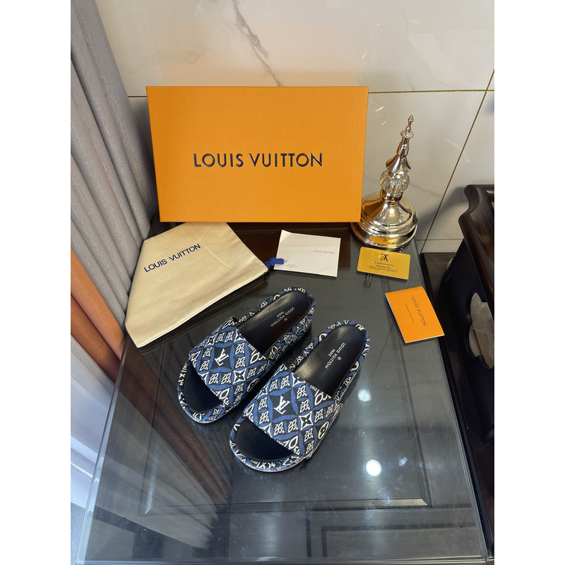 LV  Blue 1854 Mule Jaquard