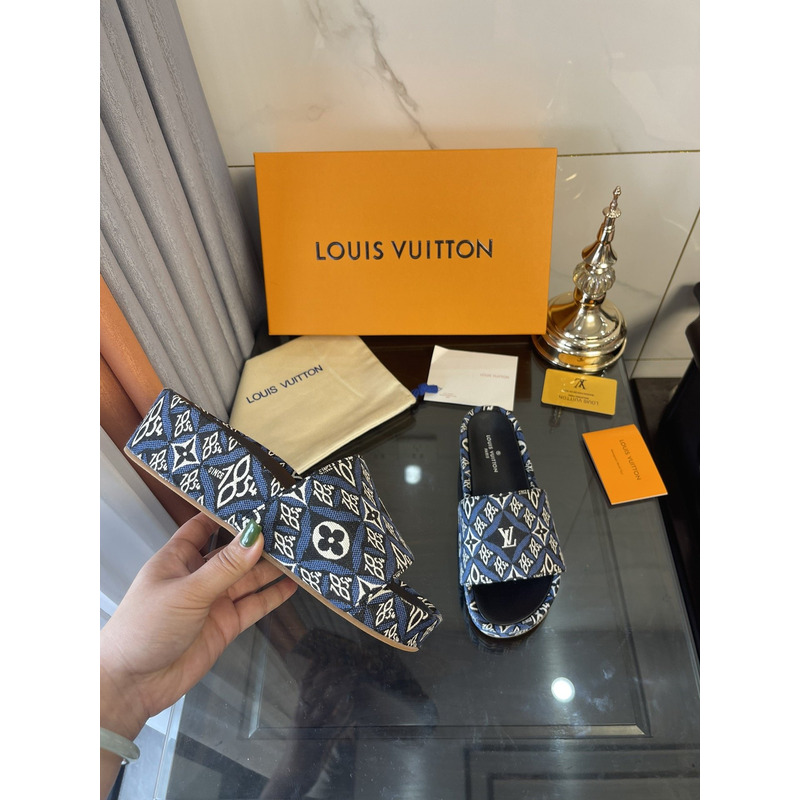 LV  Blue 1854 Mule Jaquard