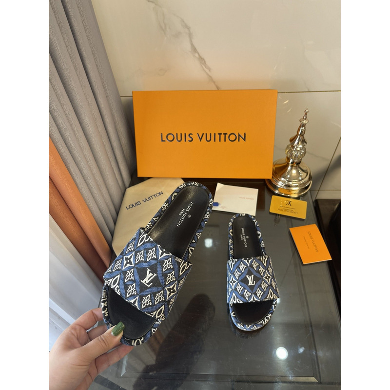 LV  Blue 1854 Mule Jaquard