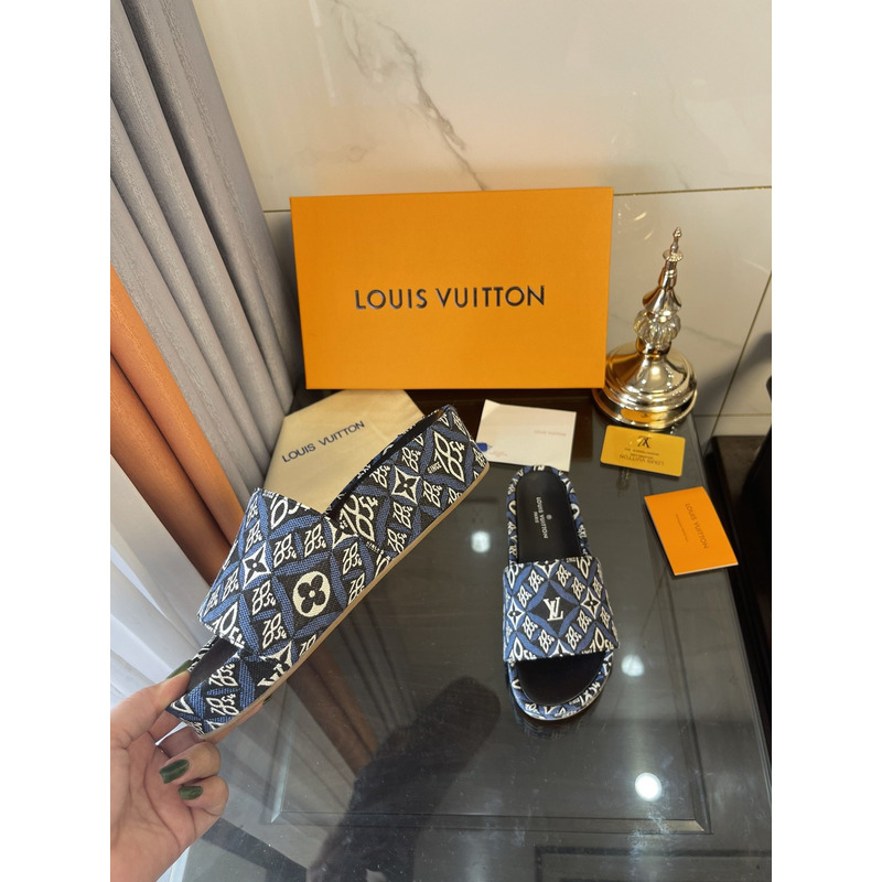 LV  Blue 1854 Mule Jaquard