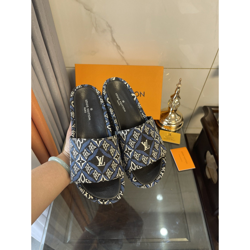 LV  Blue 1854 Mule Jaquard