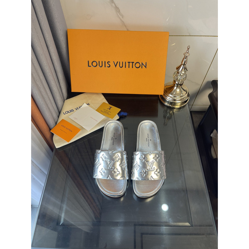 LV  Jumbo Flatform Mule Silver