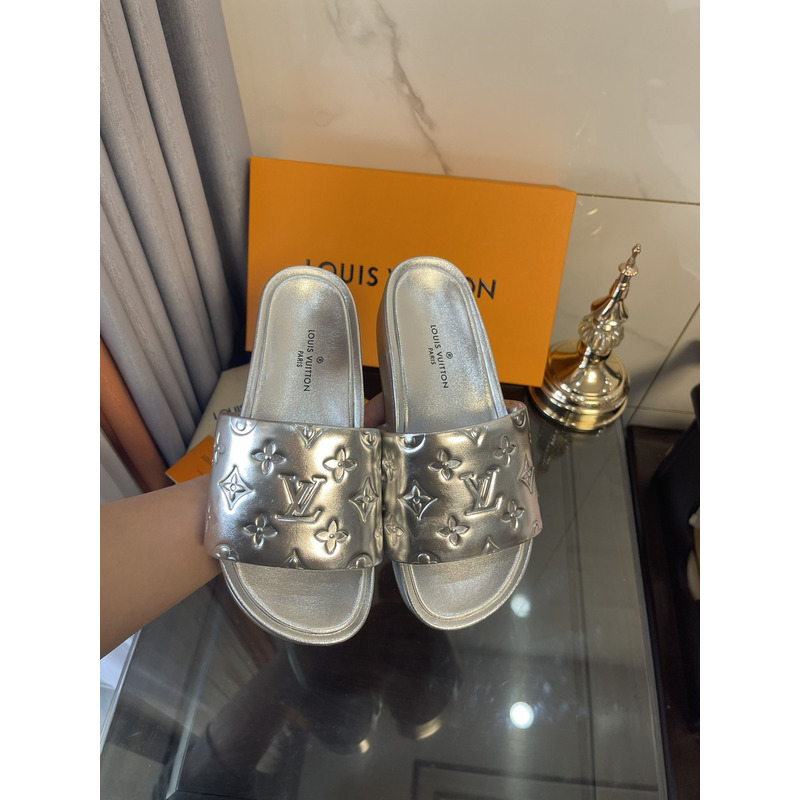 LV  Jumbo Flatform Mule Silver