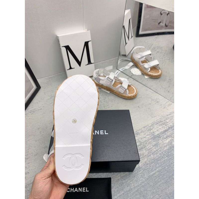 Ch*el mesh & patent calfskin white