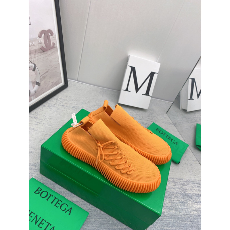 bottege Ve*ne*ta ripple tech knit lace-up sneakers orange