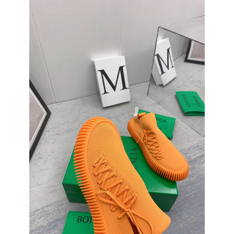 bottege Ve*ne*ta ripple tech knit lace-up sneakers orange