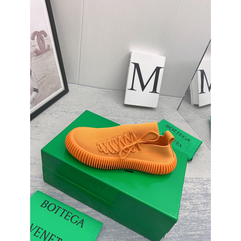 bottege Ve*ne*ta ripple tech knit lace-up sneakers orange